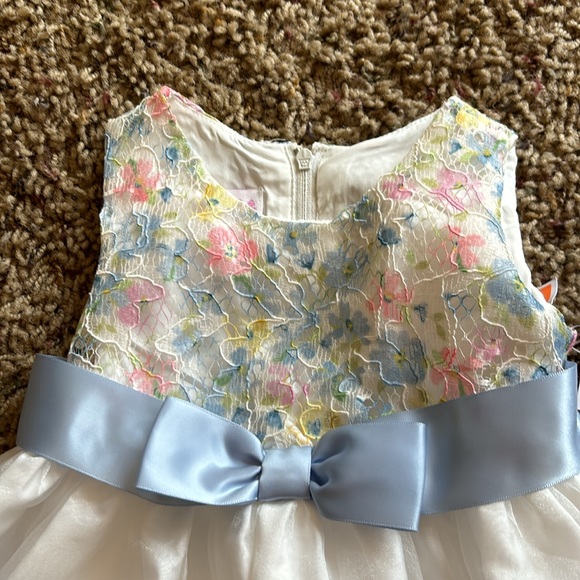 Baby Girl Easter Dress, White with pinks, yellows, and blues - Picture 2 of 4